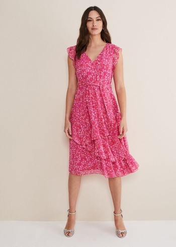 Phase Eight Breesha Floral Midaxi Dress Pink/Multicolor Australia | LE9365201